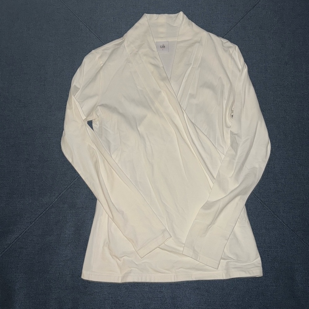 White Cabi s cowl neck long sleeve shirt